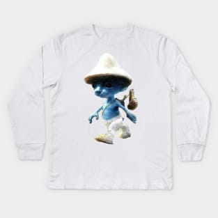 Smurf cat tiktok meme viral design Kids Long Sleeve T-Shirt